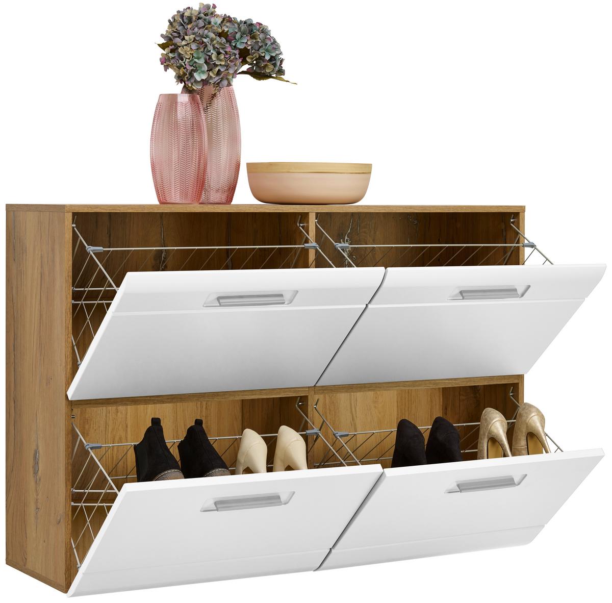 Garderoben-set Auris Weiß/eiche Dekor 5-Tlg. - Eichefarben/Weiß, MODERN, Holzwerkstoff (198/204,2/37,1cm) - Luca Bessoni