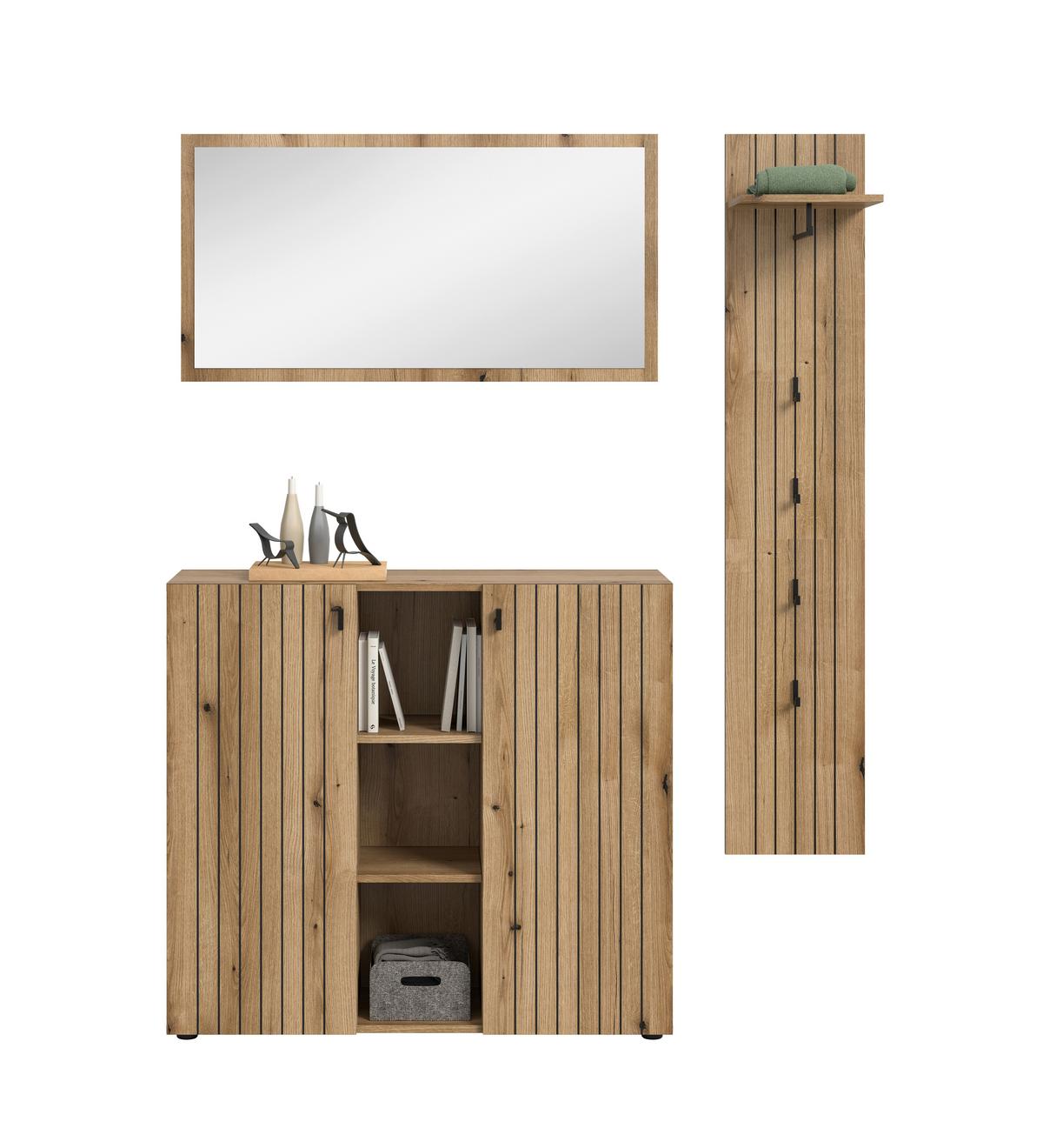 Garderobe Station Eiche Dekor B: 157cm - Eichefarben, Design, Holzwerkstoff (157/192/37cm) - MID.YOU