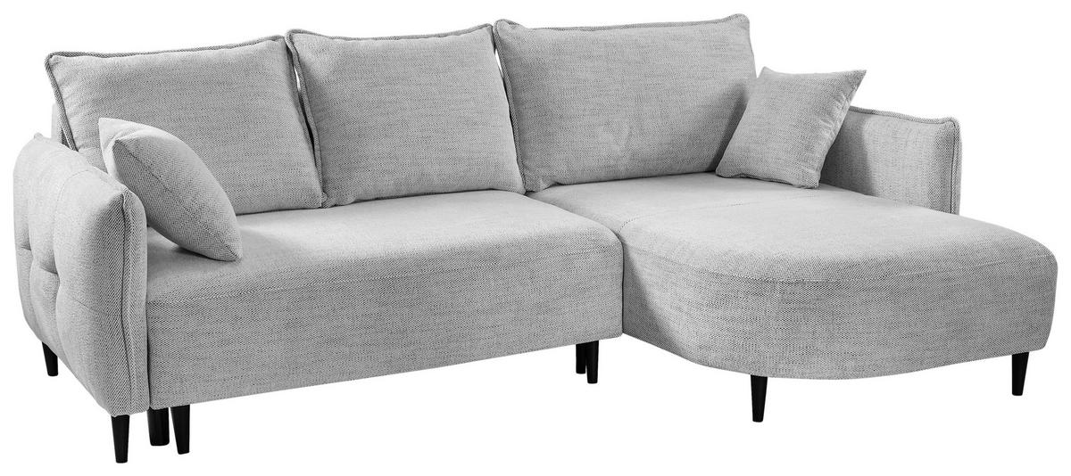 Ecksofa Sycylia Hellgrau/Schwarz, 244 cm - Hellgrau/Schwarz, Design, Textil (244/165cm) - MID.YOU