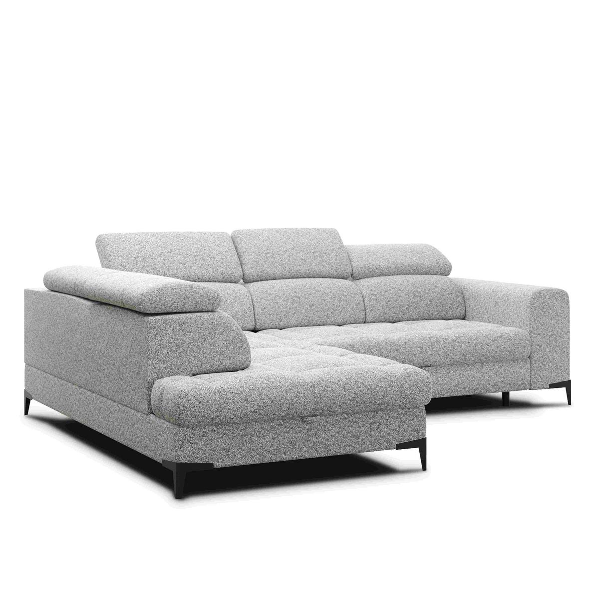 Rohová sedačka MASON, ľavá, svetlosivo-krémová tkanina - čierna/krémová, Modern, kov/drevo (211/271cm) - Mömax