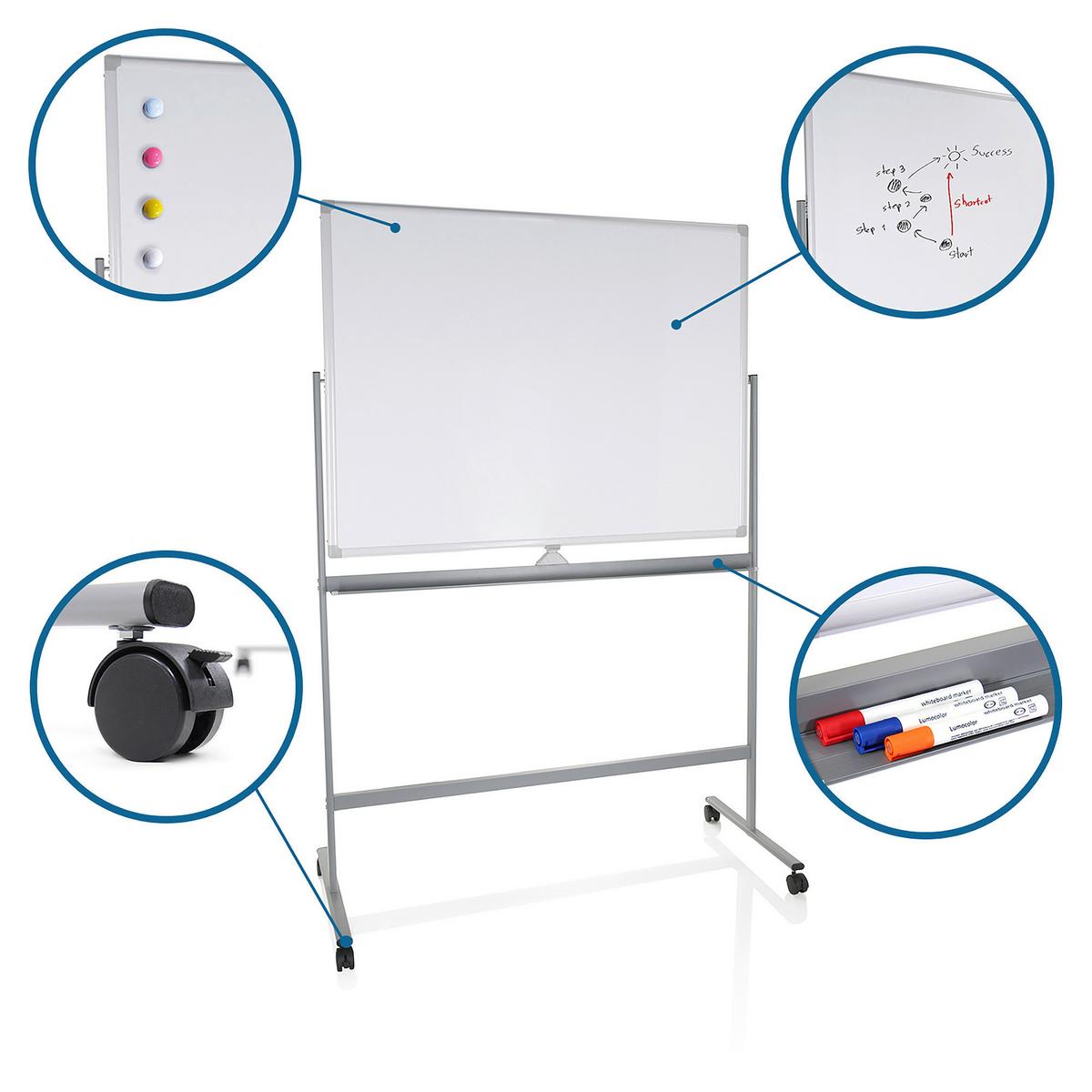 Whiteboard Multiboard I - Silberfarben/Weiß, Basics, Metall (128/187/54cm) - MID.YOU