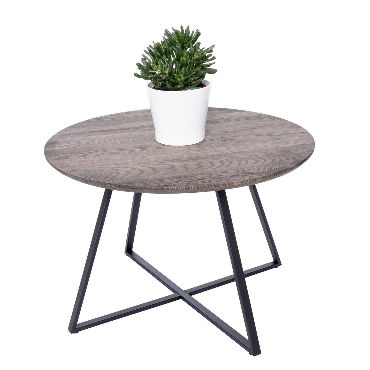 COUCHTISCH Schwarz/Eiche dunkel H: 40cm - Eiche dunkel/Schwarz, Natur, Holz/Metall (60/40cm)