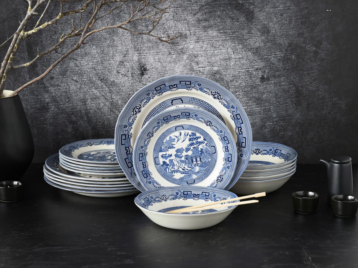 Tafelservice China Town Blau, Weiß L: 31 cm - Blau/Weiß, Basics, Keramik (31/30/32cm) - Creatable