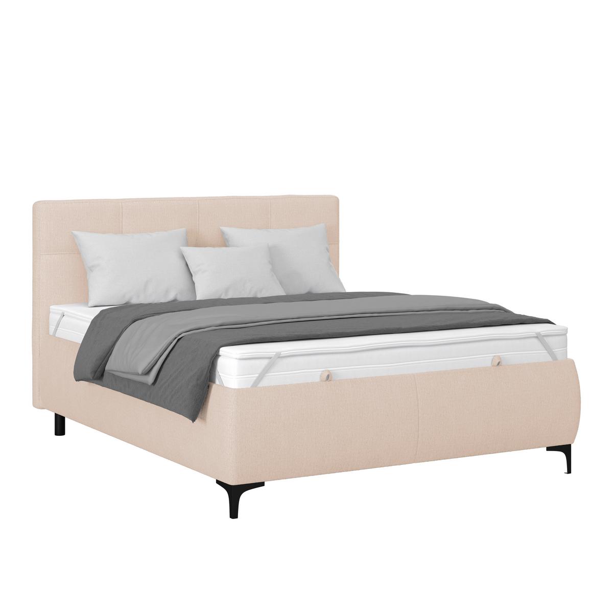 Polsterbett Zeni 140 - Beige/Schwarz, KONVENTIONELL, Holz/Textil (140/200cm)