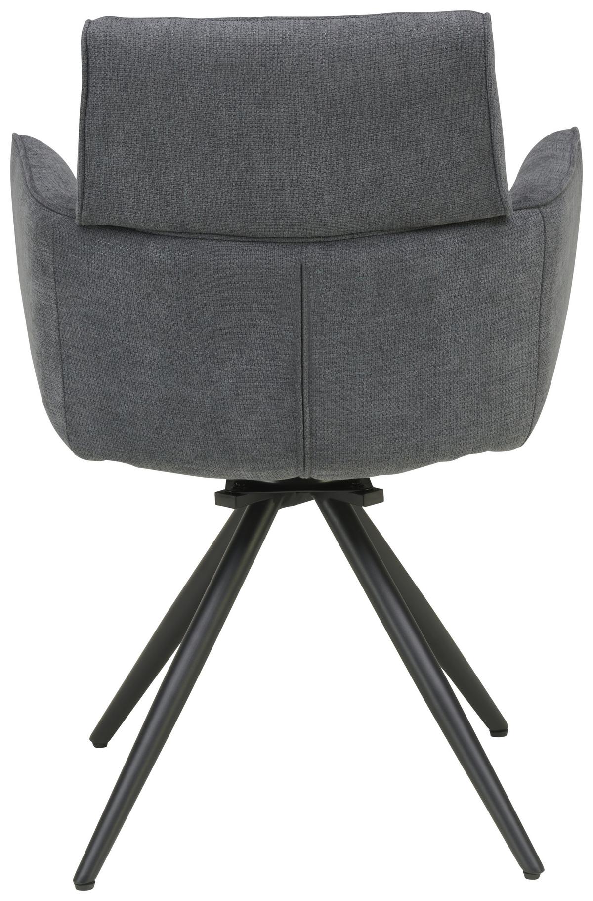 Armlehnstuhl Elis Webstoff Anthrazit, B: 62 cm - Anthrazit/Schwarz, KONVENTIONELL, Textil/Metall (62/89/62cm) - Livetastic