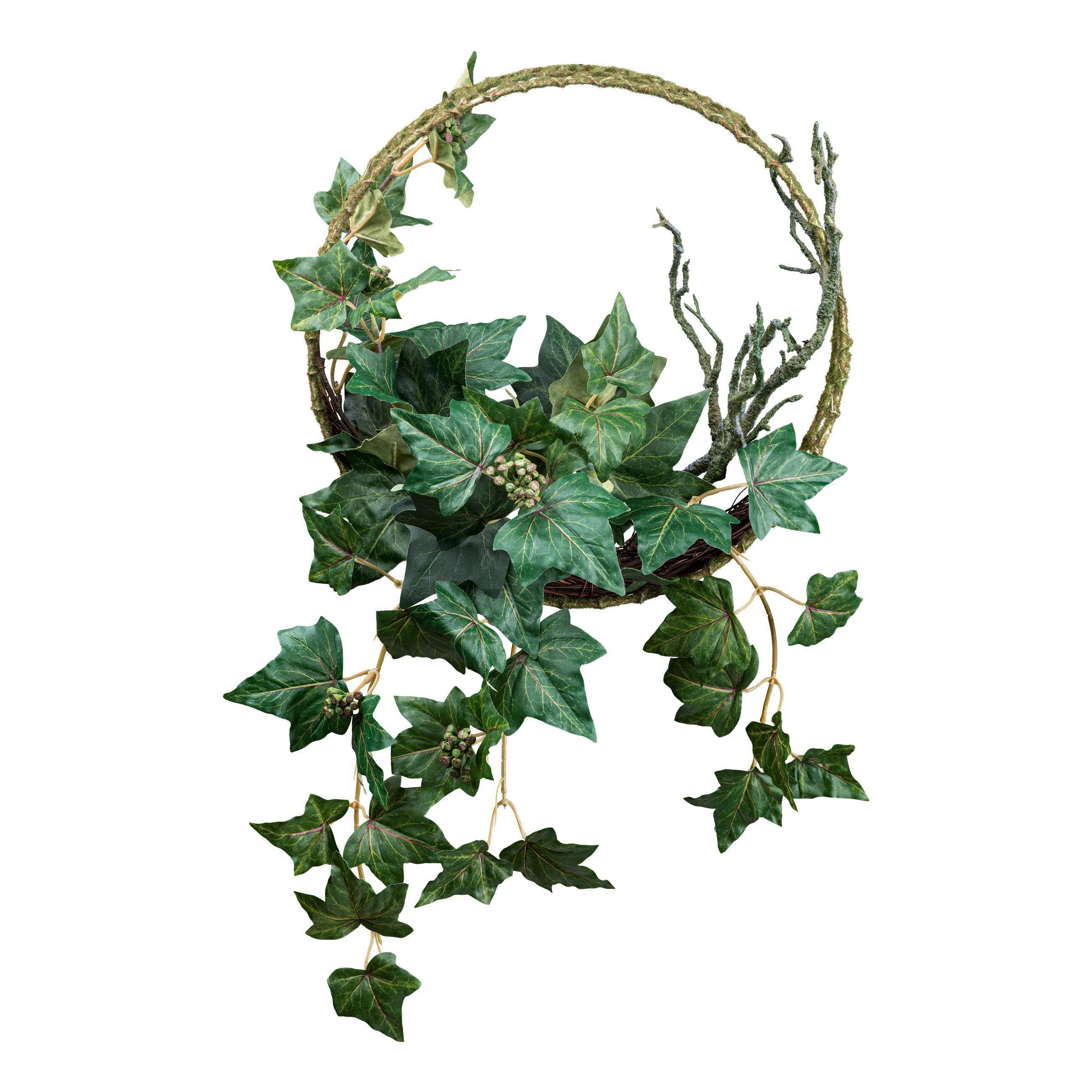 Věnec Efeu, věnec-Ø: 30 cm, V: 60cm - zelená/přírodní barvy, Lifestyle, kov/plast (60cm) - Modern Living