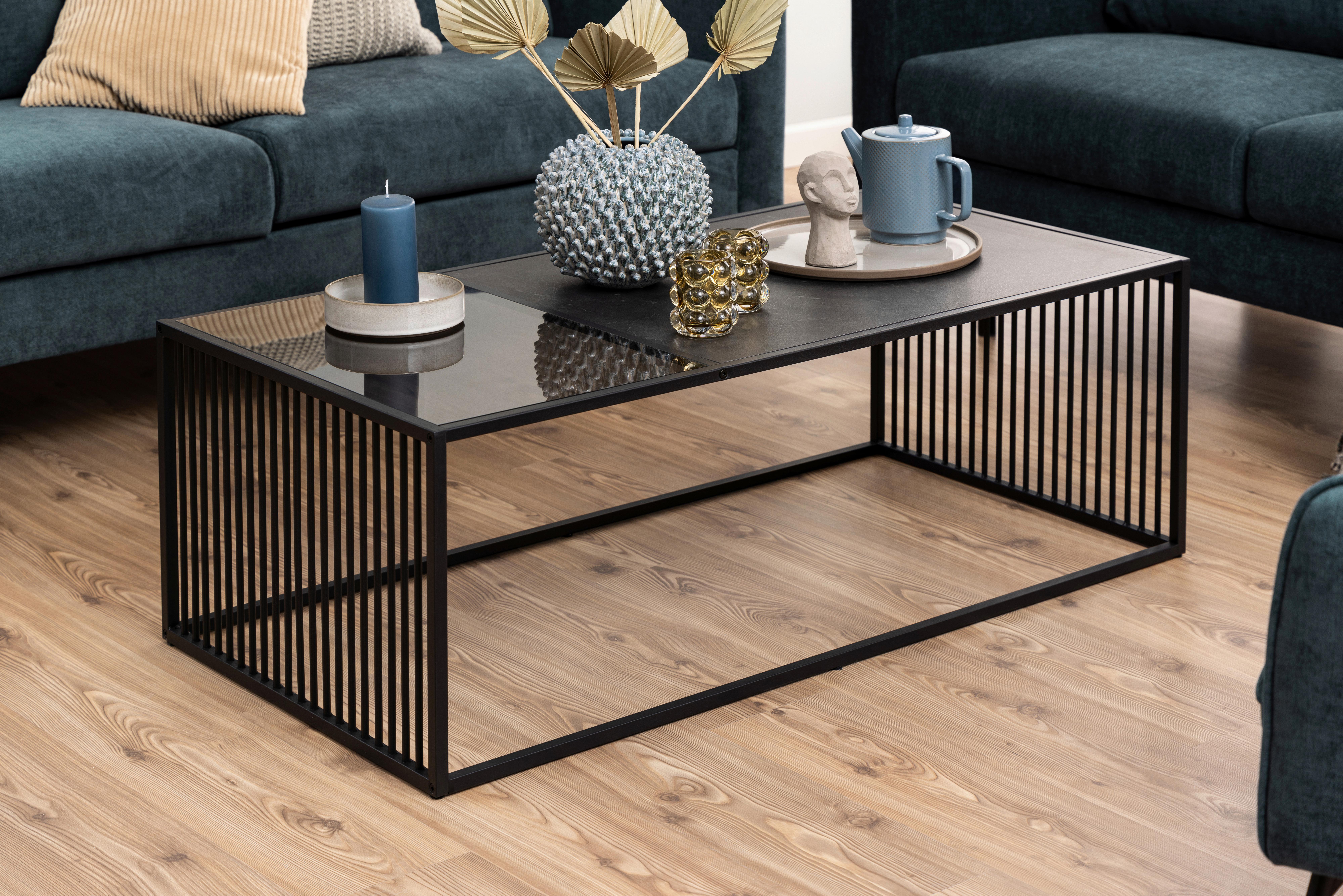 Couchtisch Rund Strington Schwarz - Schwarz, Design, Glas/Holzwerkstoff (120/60/40cm) - MID.YOU