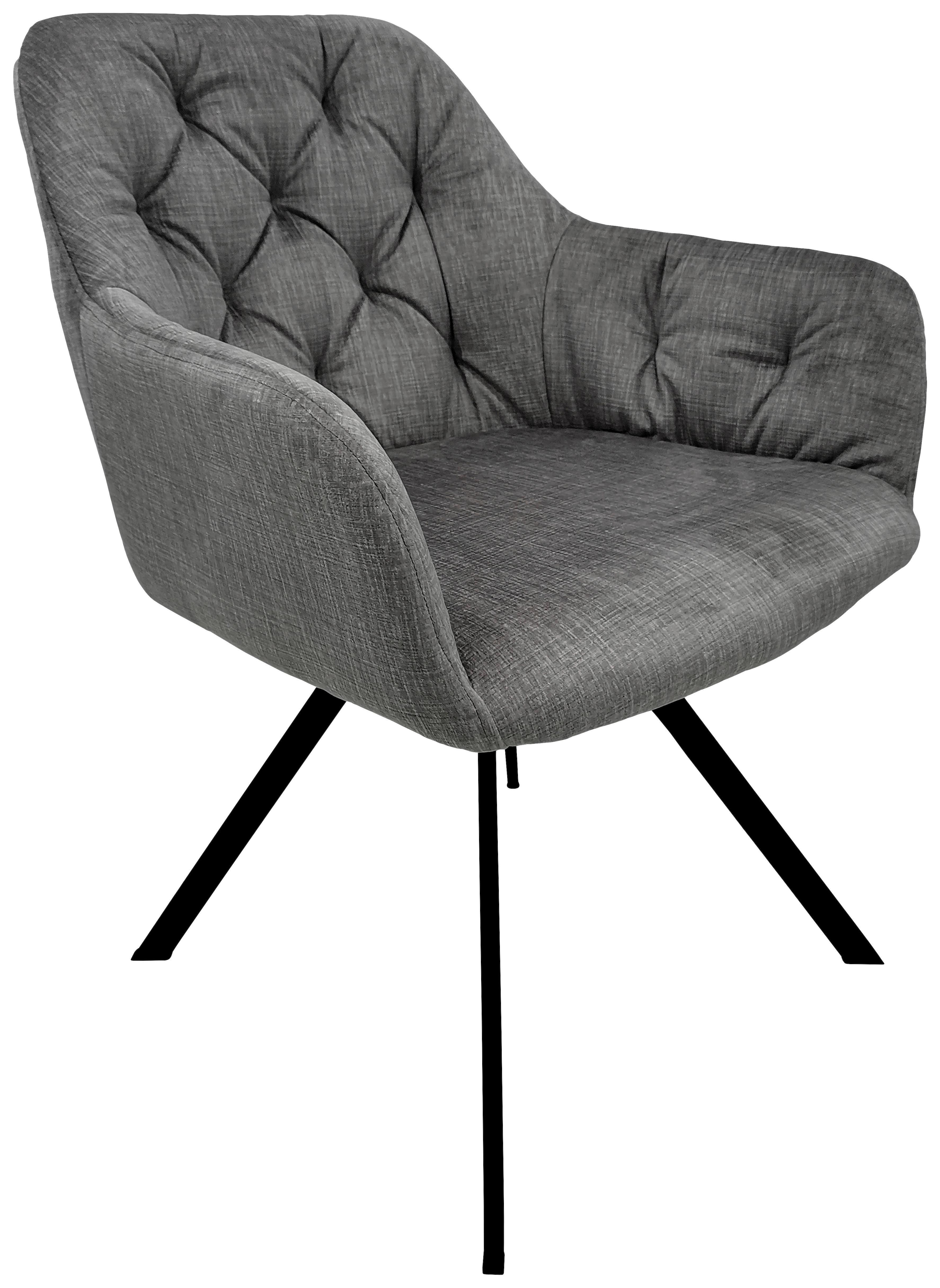 SADA ŽIDLÍ S PODRUČKAMI GEORGIA - černá/tmavě šedá, Moderní, kov/textil (57/85/62cm) - MID.YOU