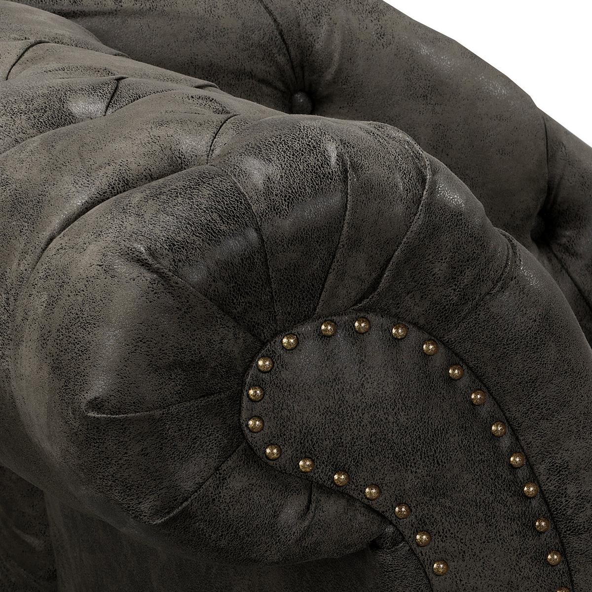 Récamiere Pako Anthrazit B: 185cm - Anthrazit/Braun, Design, Textil (185/93/75cm) - Livetastic