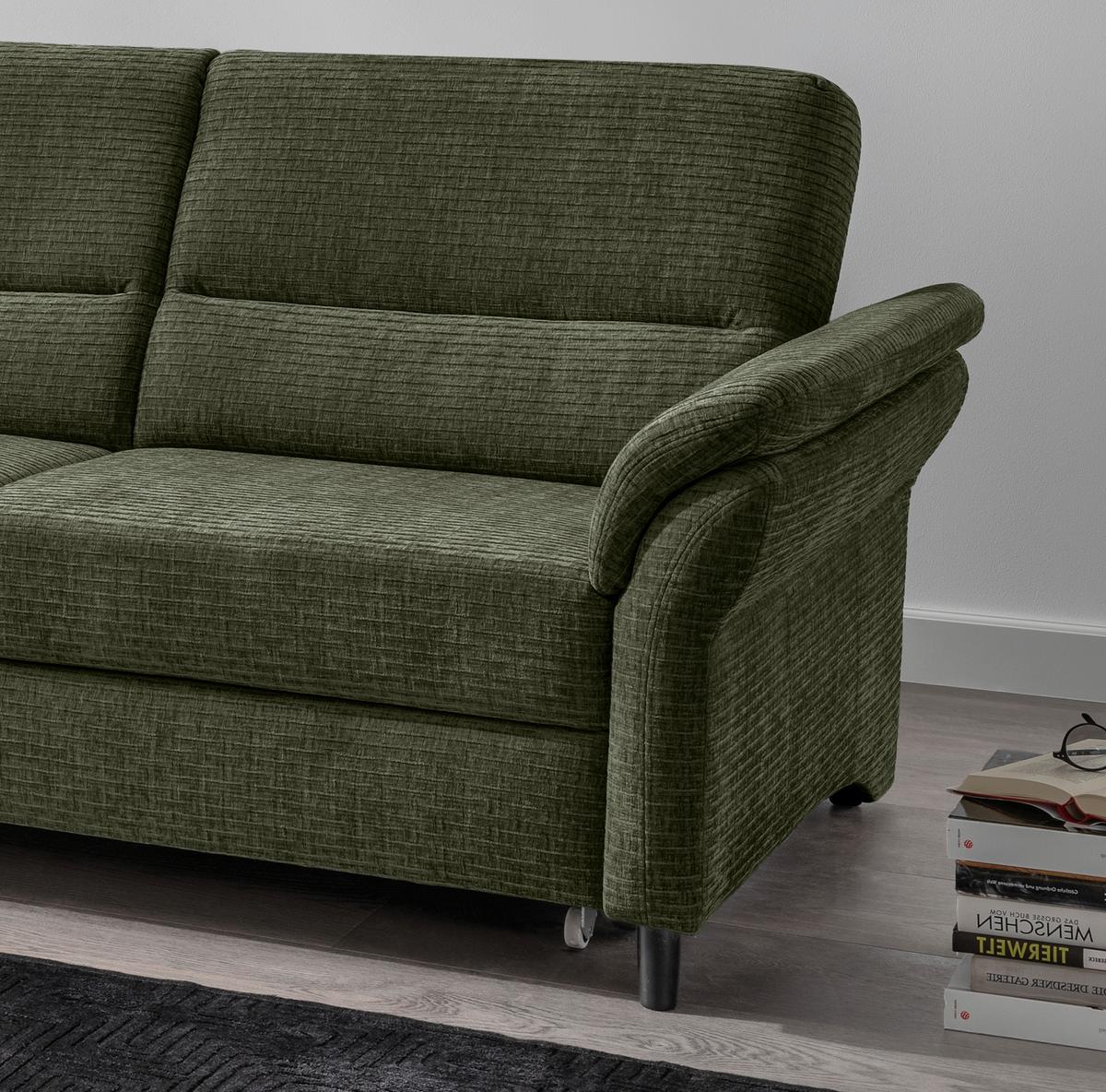 Ecksofa Cavoli, Olivgrün S: 176x279 cm - Schwarz/Olivgrün, MODERN, Textil (176/279cm) - Livetastic