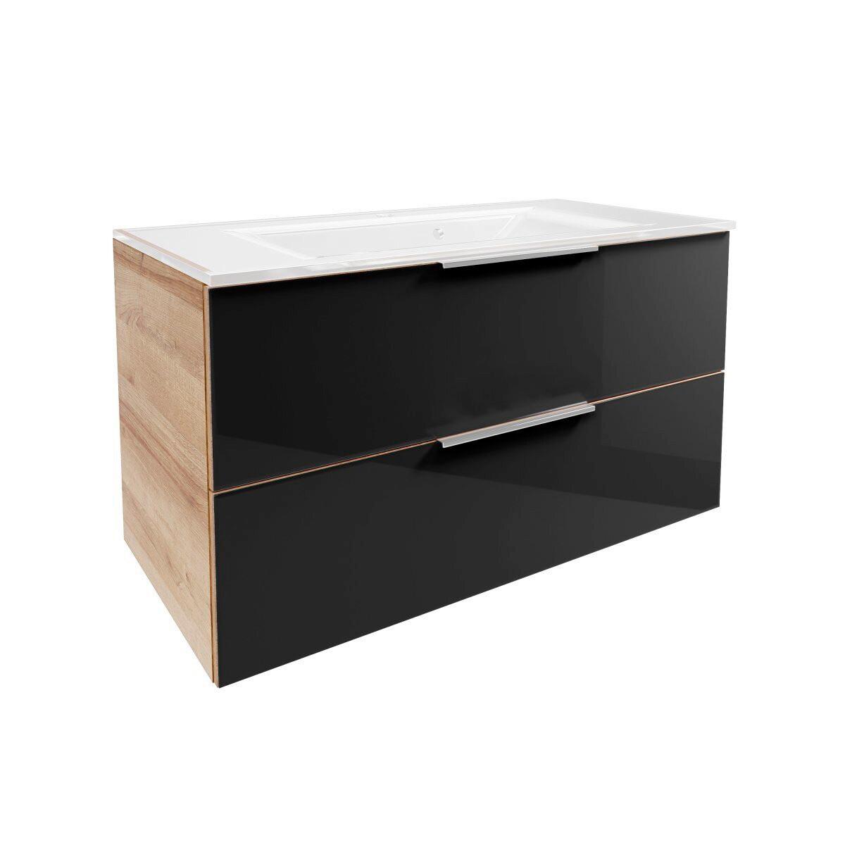 Waschtischkombi B.Brilliant Anthrazit/Eichefarben B: 100cm - Eichefarben/Anthrazit, Basics, Glas/Holzwerkstoff (100/55,7/50,1cm) - MID.YOU