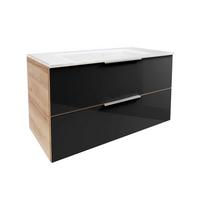 Waschtischkombi B.Brilliant Anthrazit/Eichefarben B: 100cm - Eichefarben/Anthrazit, Basics, Glas/Holzwerkstoff (100/55,7/50,1cm) - MID.YOU