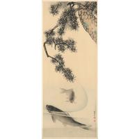 Vliestapete Koi - Beige/Schwarz, Basics (100/250cm) - Komar