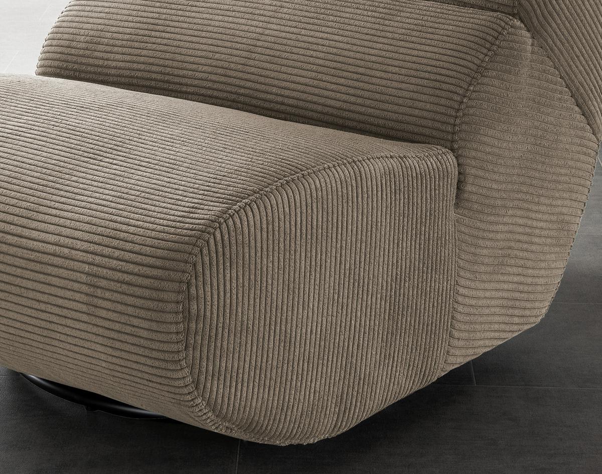 Sessel Lucera Graubraun 360° drehbar, B: 74 cm - Graubraun/Schwarz, Design, Textil (74/85/105cm) - Livetastic