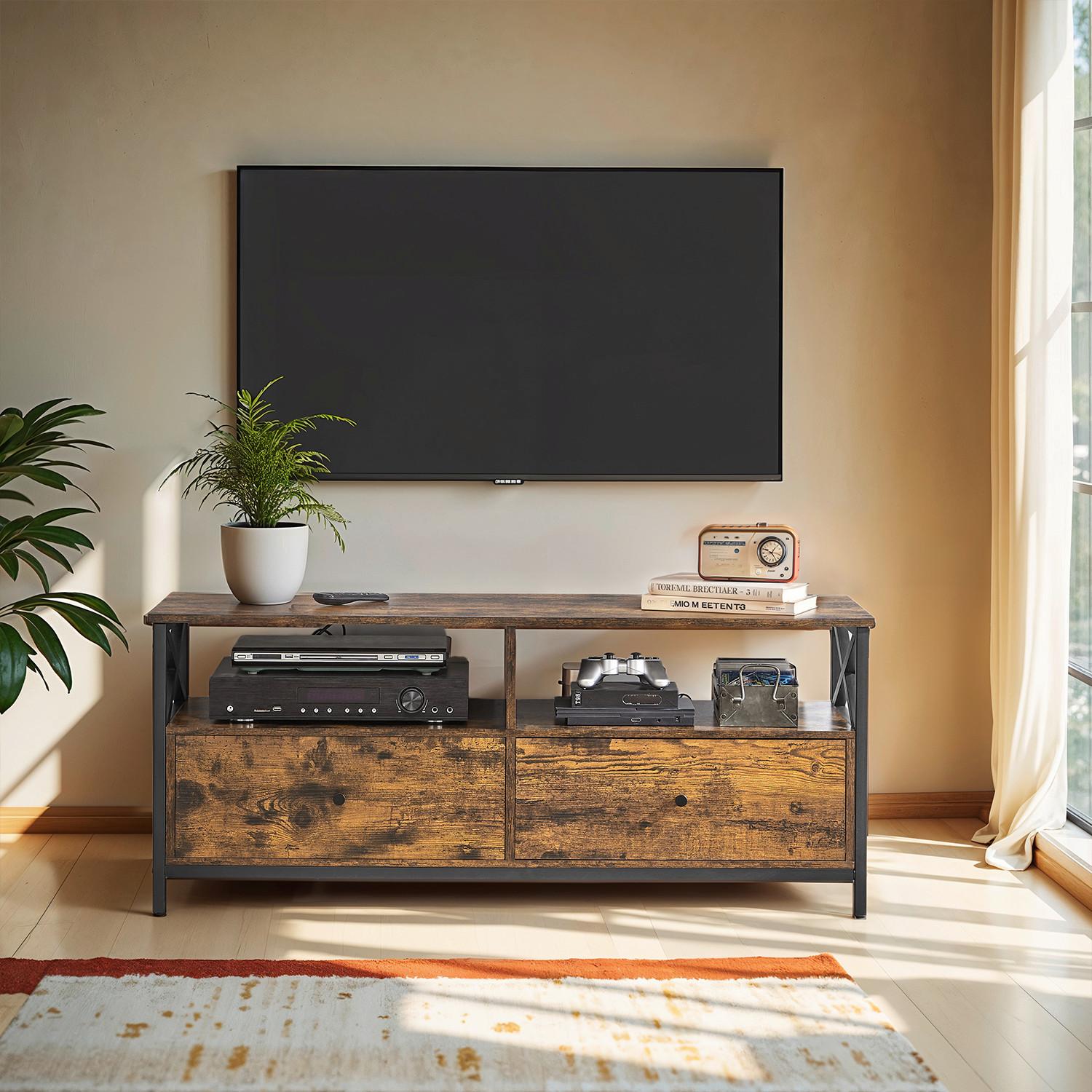 TV-Element TV Stand - Dunkelbraun/Schwarz, MODERN, Holzwerkstoff/Metall (120/50/40cm) - MID.YOU
