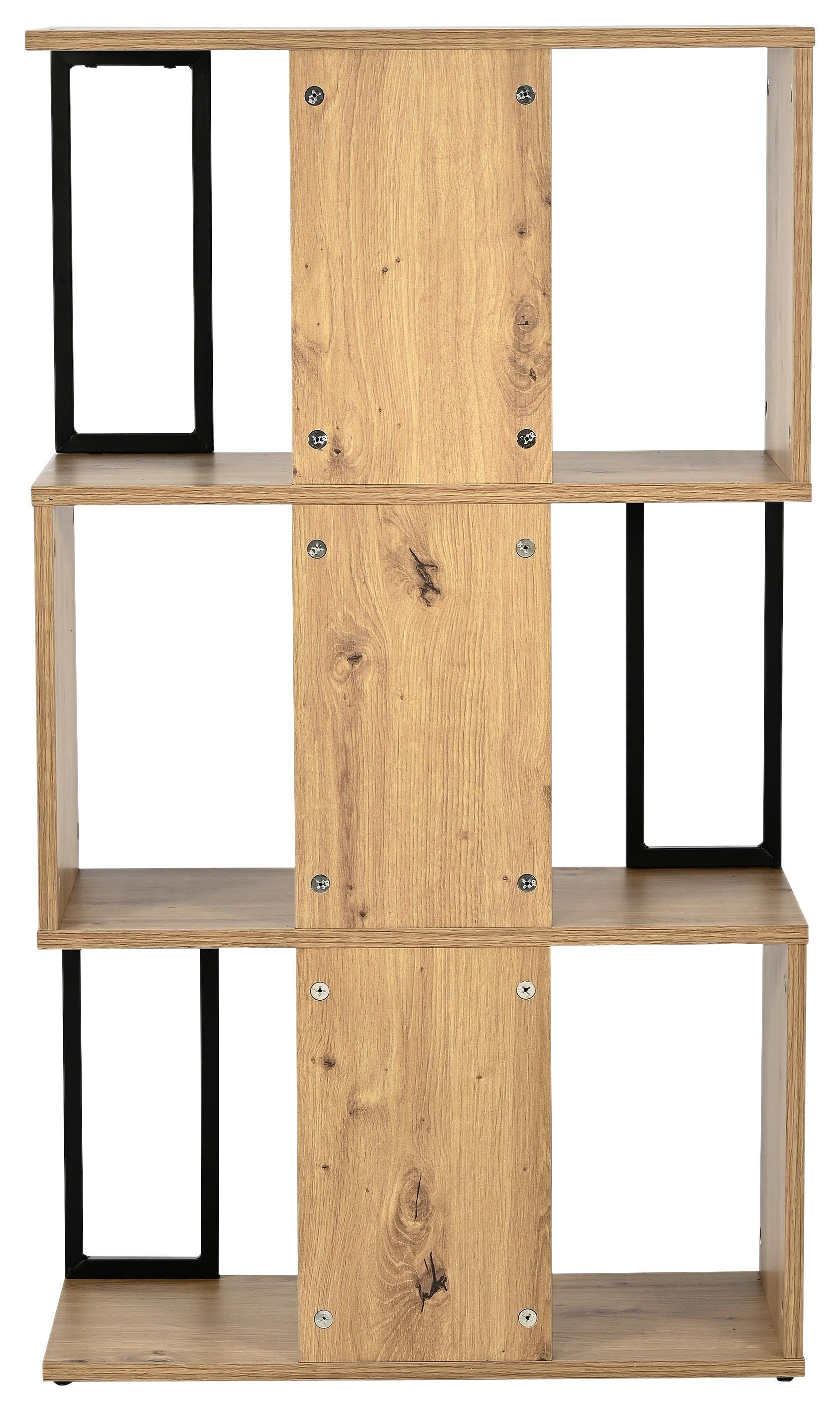 Regal MARBELLA dekor dub Artisan - černá/dub artisan, Moderní, kov/kompozitní dřevo (60/106/30cm) - Mömax