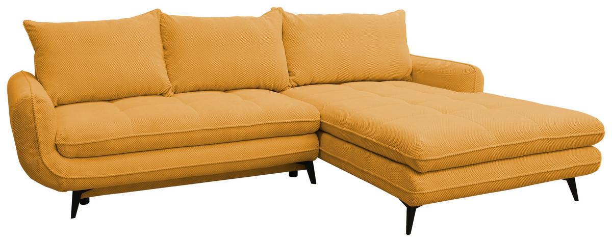 Sedacia súprava WAVE, pravá, tmavožltá farba - čierna/tmavožltá, Modern, kov/drevo (266/189cm)