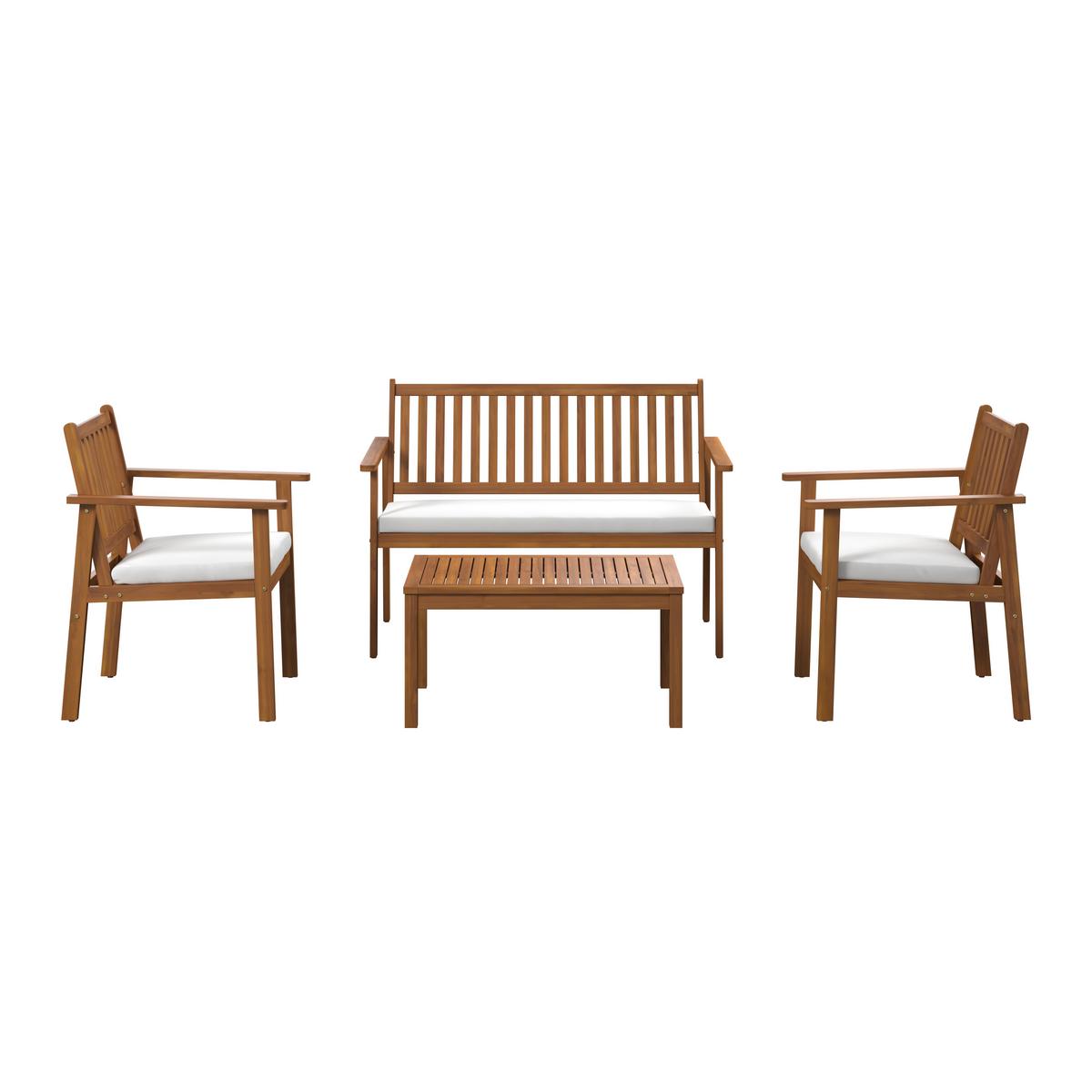 Loungegarnitur Dover - Beige/Akaziefarben, MODERN, Holz (117/81/61cm) - Beldano