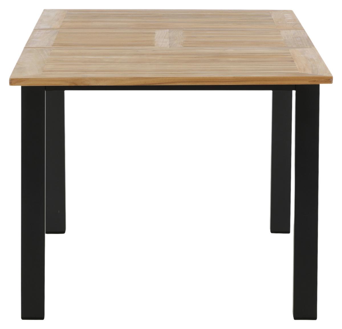 Gartentisch Panama Teakholz/Metall L 210 cm - Schwarz/Teakfarben, KONVENTIONELL, Holz/Metall (210/90/75cm) - Gardenson
