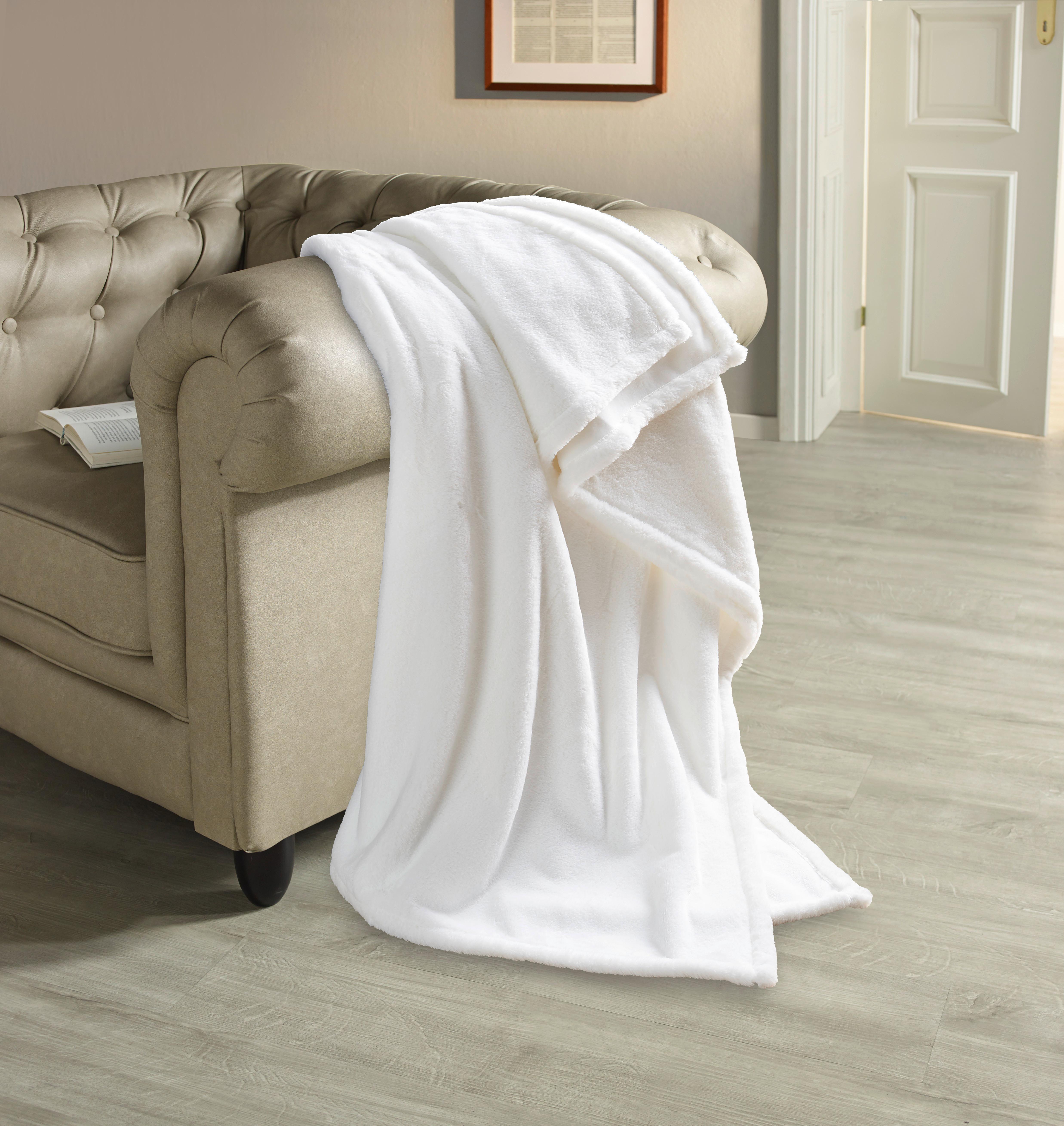 Kuscheldecke Oliva Weiß 140x190 Cm Felloptik - Weiß, ROMANTIK / LANDHAUS, Textil (140/190cm) - James Wood