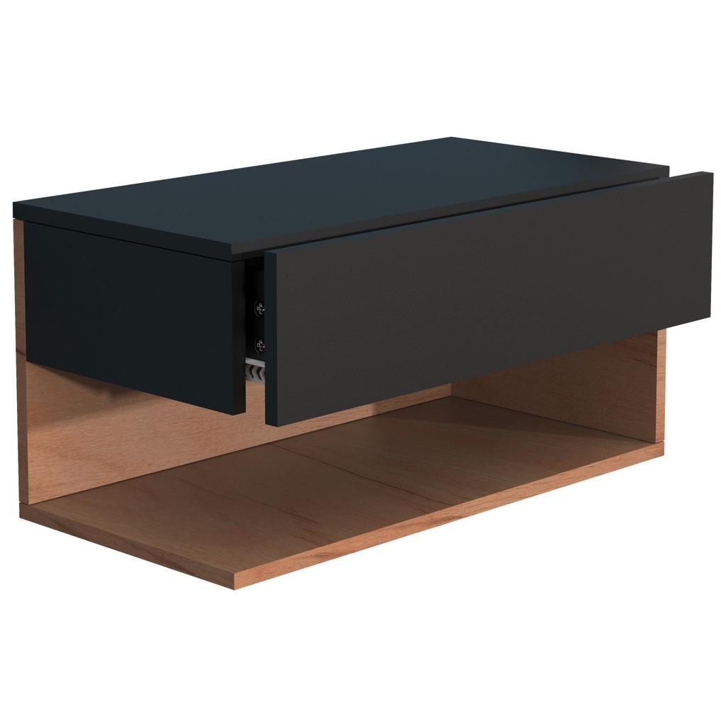 Nachtkästchen USAl XL B: 60 cm Schwarz/Eiche Dekor