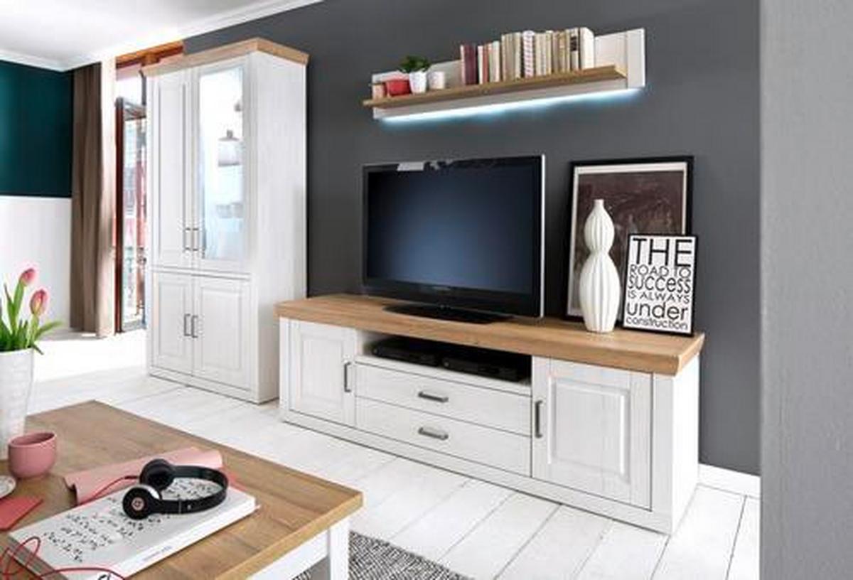 TV-Lowboard Brixen B: 198 cm Eichefarben/Pinienfarben - Eichefarben/Schwarz, LIFESTYLE, Holzwerkstoff (198/63/52cm) - Landscape