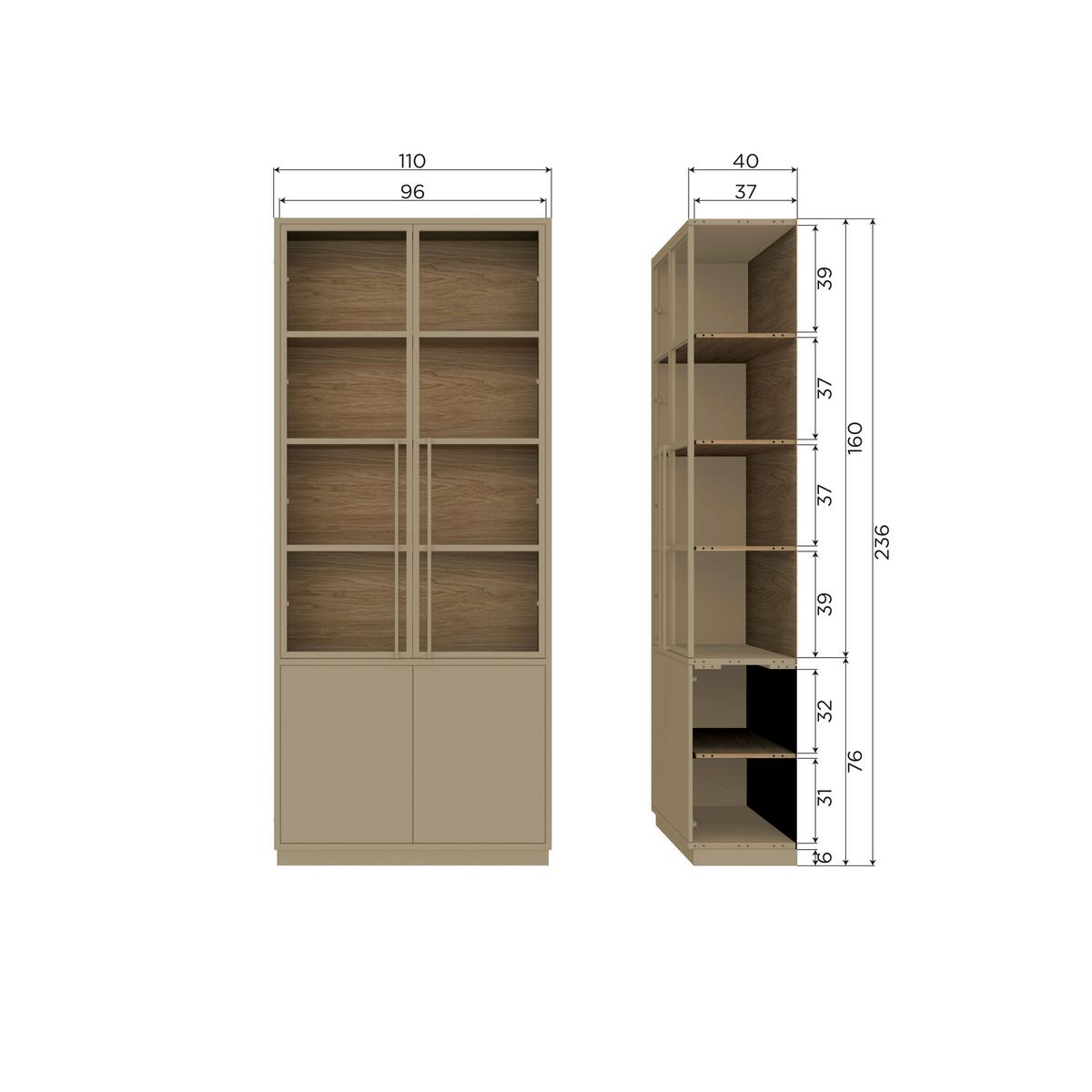 Regal Casa Schlammfarben B: 101 cm - Schlammfarben, Design, Glas/Holz (101/236/40cm) - Livetastic