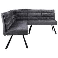 Eckbank  YURi Grau, Schenkel: 176x214 cm - Schwarz/Grau, LIFESTYLE, Textil/Metall (176-214/68/88cm) - Livetastic