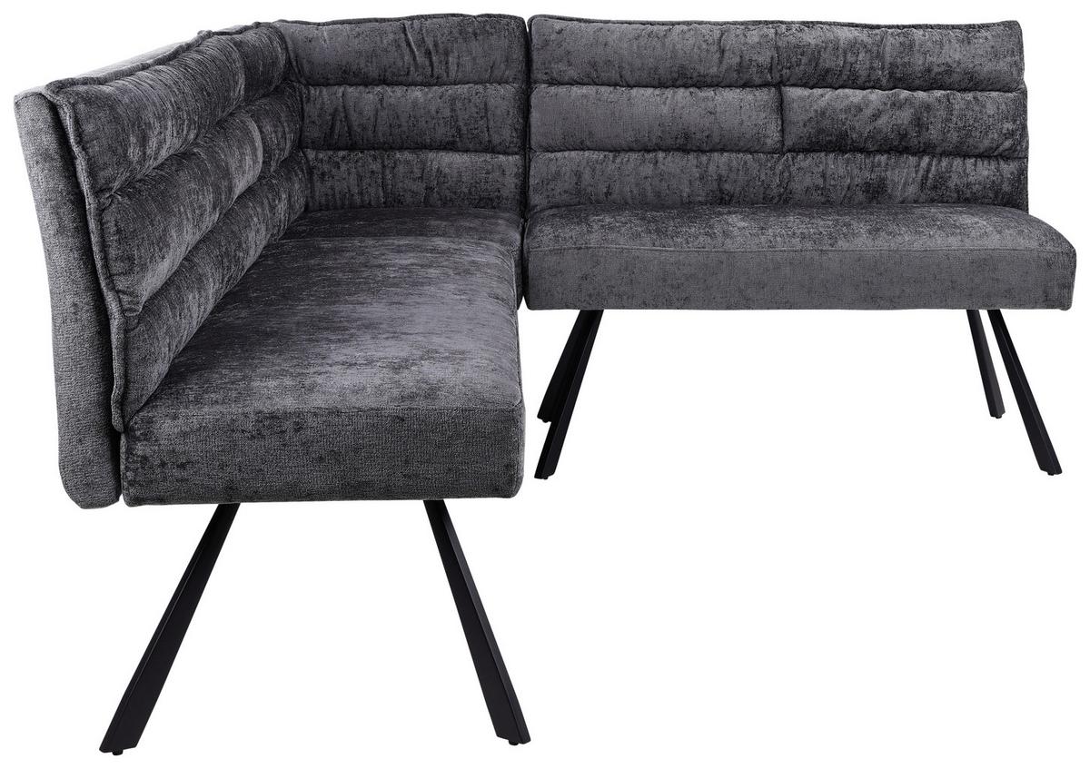 Eckbank  YURi Grau, Schenkel: 176x214 cm - Schwarz/Grau, LIFESTYLE, Textil/Metall (176-214/68/88cm) - Livetastic
