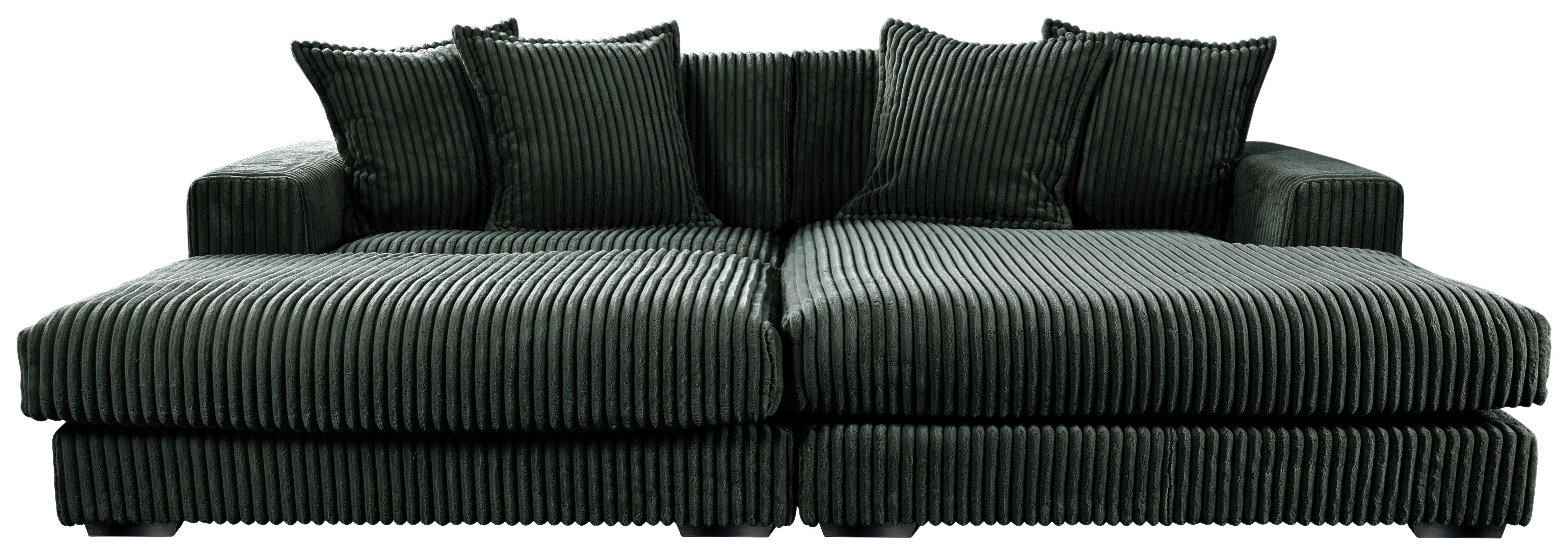 Ecksofa Funny Rechtsmit Hocker Dunkelgrün  B: 285 Cm - Dunkelgrün/Schwarz, Basics, Textil (285/195cm) - Livetastic