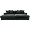 Ecksofa Funny Rechtsmit Hocker Dunkelgrün  B: 285 Cm - Dunkelgrün/Schwarz, Basics, Textil (285/195cm) - Livetastic