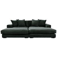 Ecksofa Funny Rechtsmit Hocker Dunkelgrün  B: 285 cm - Dunkelgrün/Schwarz, Basics, Textil (285/195cm) - Livetastic