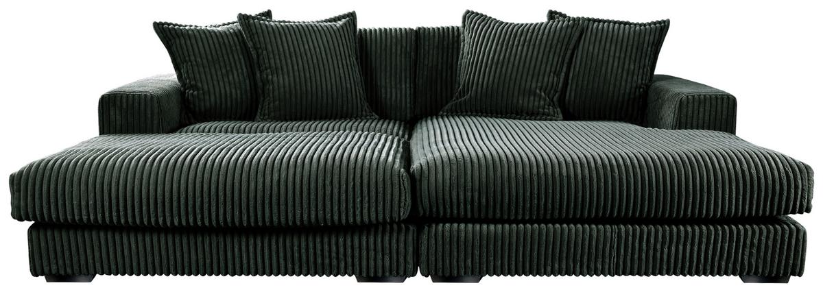 Ecksofa Funny Rechtsmit Hocker Dunkelgrün  B: 285 cm - Dunkelgrün/Schwarz, Basics, Textil (285/195cm) - Livetastic