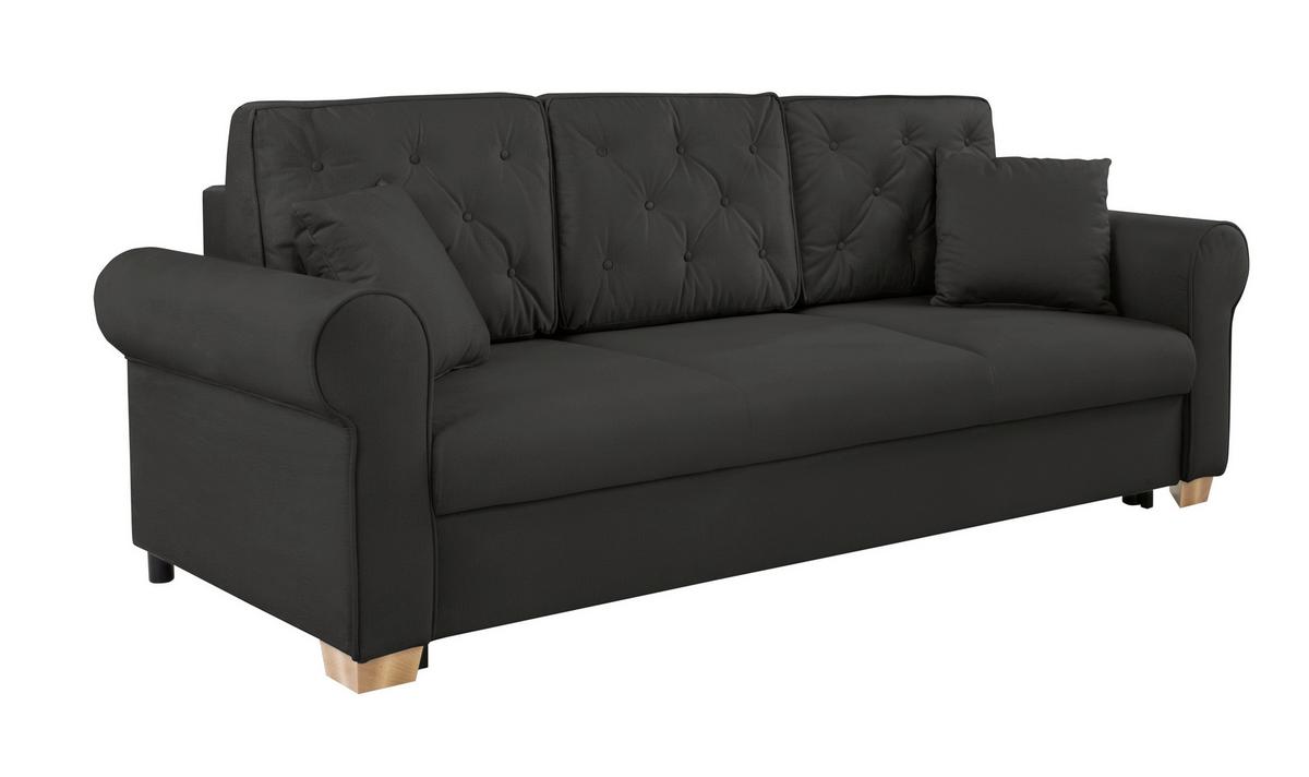 Schlafsofa Arles, Schwarz 25 B: 240 Cm - Buchefarben/Schwarz, Design, Textil (240/94/98cm) - MID.YOU