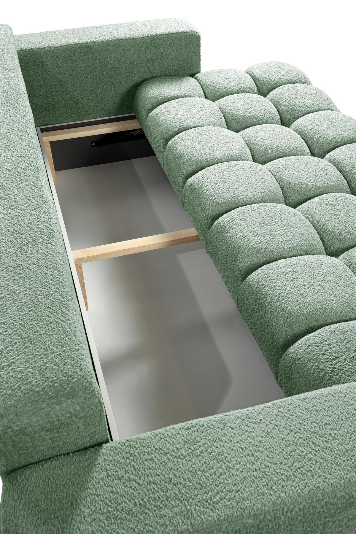 Schlafsofa Cloud Mint B: 250 Cm - Schwarz/Mintgrün, Basics, Textil (250/86/140cm) - Livetastic