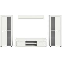 Wohnwand Jam Weiß B: 310 cm - Weiß, Design, Glas/Holzwerkstoff (310/159/35cm) - MID.YOU