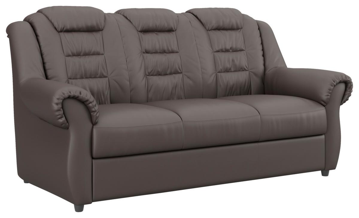 Sitzgarnitur 3-tlg. Boston Braun Lederlook - Schwarz/Braun, KONVENTIONELL, Textil - Livetastic