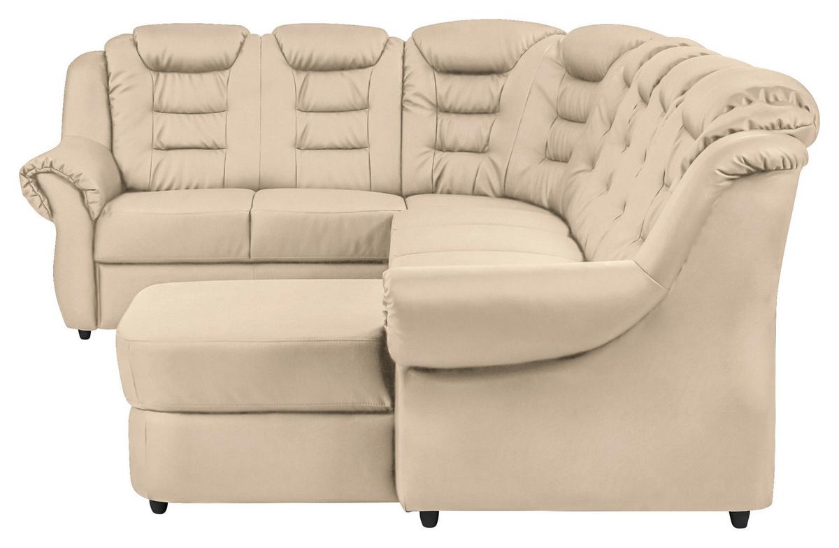 Wohnlandschaft Boston Beige Lederlook - Beige/Schwarz, KONVENTIONELL, Textil (216/333/165cm) - Livetastic
