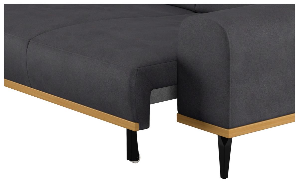 Ecksofa Schwarz Mit Sitzvorzug S: 157x244 Cm - Schwarz, KONVENTIONELL, Textil (157/244cm) - Cotta