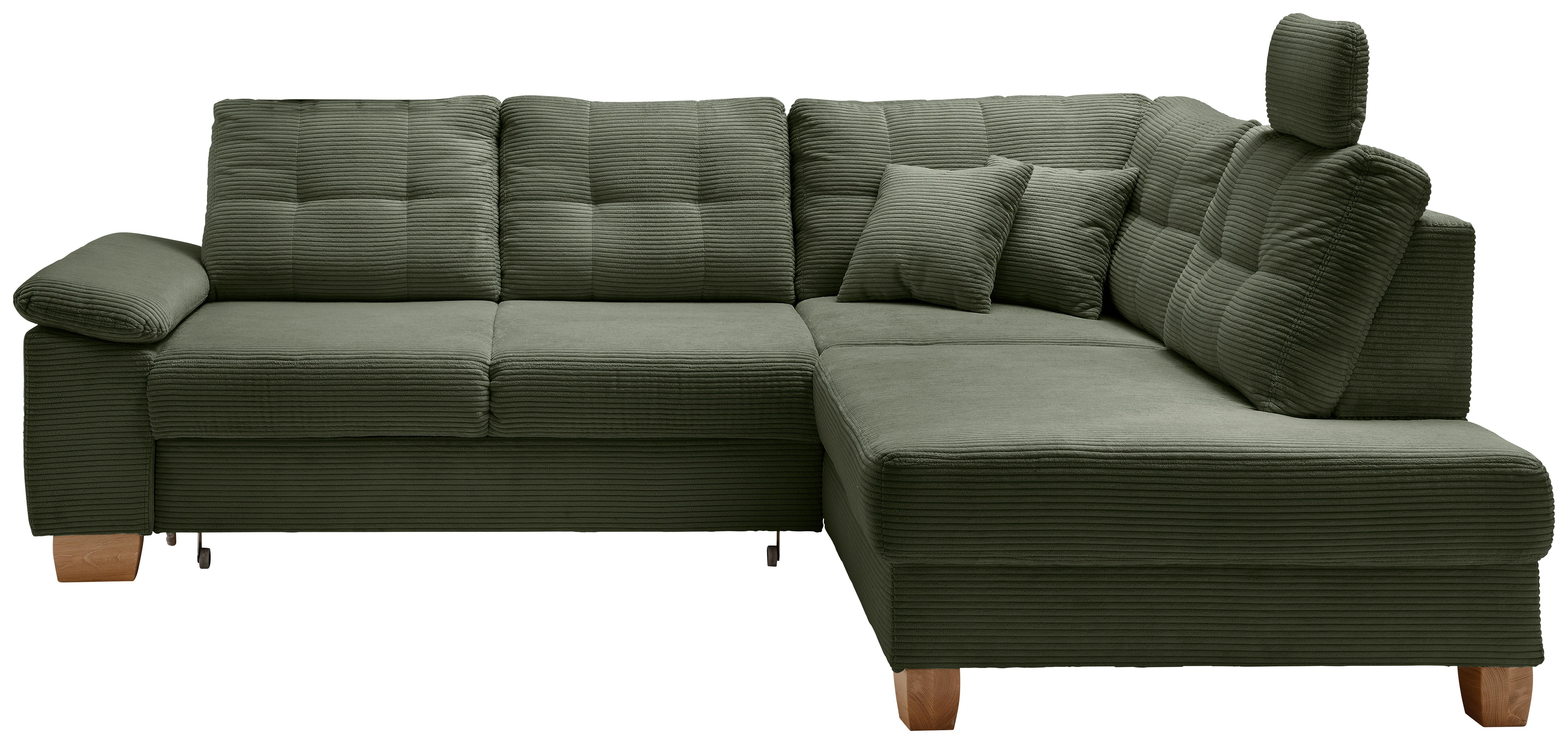 Ecksofa Brizzini Dunkelgrün S: 274x206 cm - Dunkelgrün/Naturfarben, MODERN, Textil (274/206cm) - Livetastic