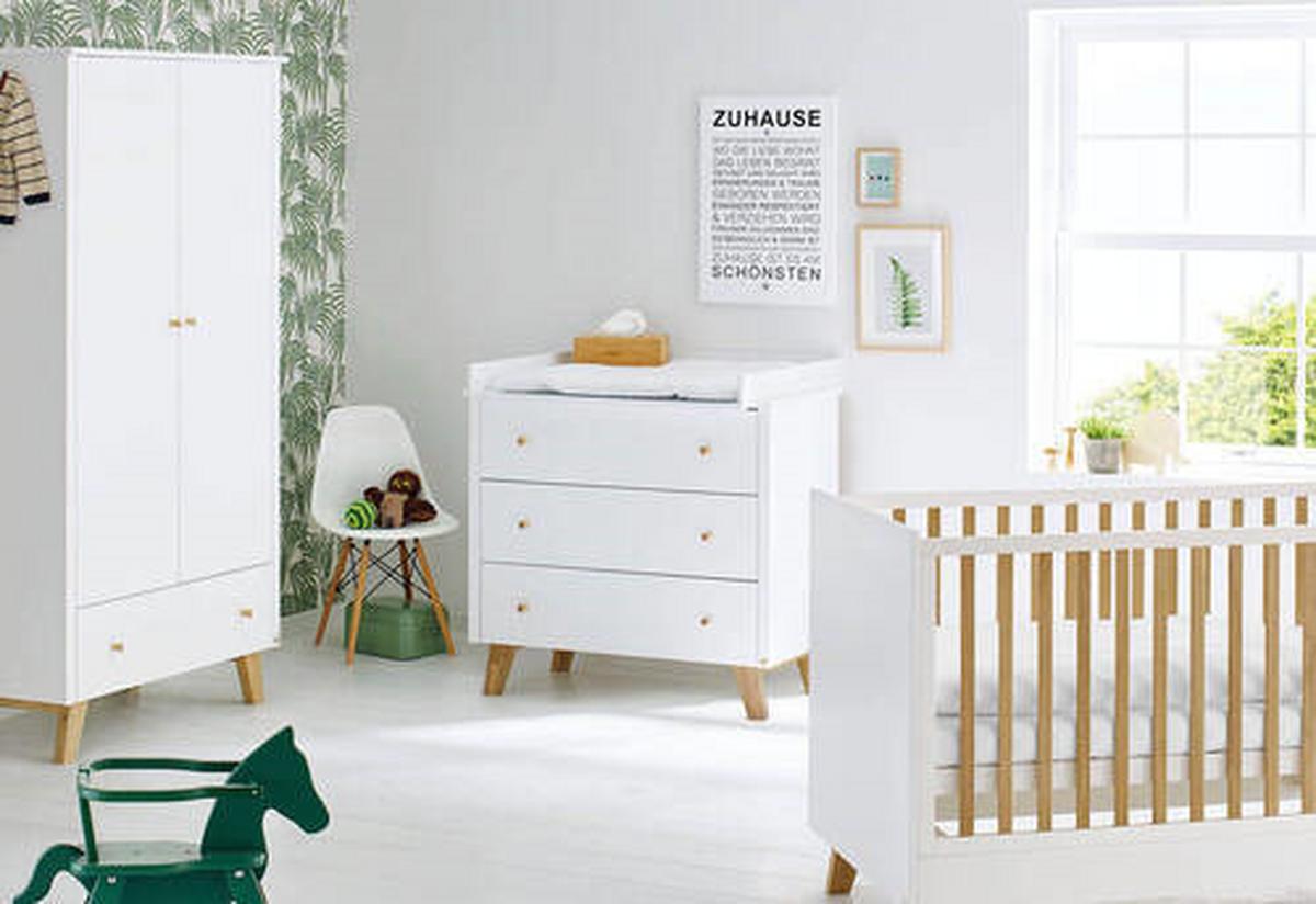 Wickelkommode 133420b Pan - Eichefarben/Weiß, Design, Holz/Holzwerkstoff (100/100/56-78cm) - Pinolino