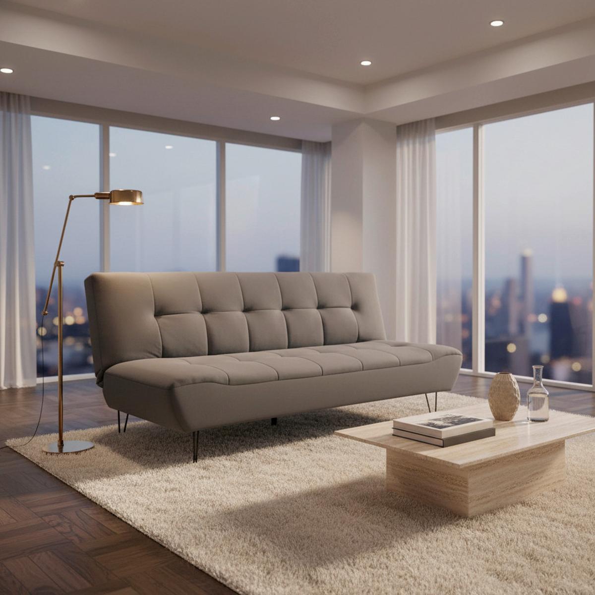 Rozkládací pohovka GELI - černá/tmavě šedá, Moderní, kov/dřevo (192/88/97cm) - P & B