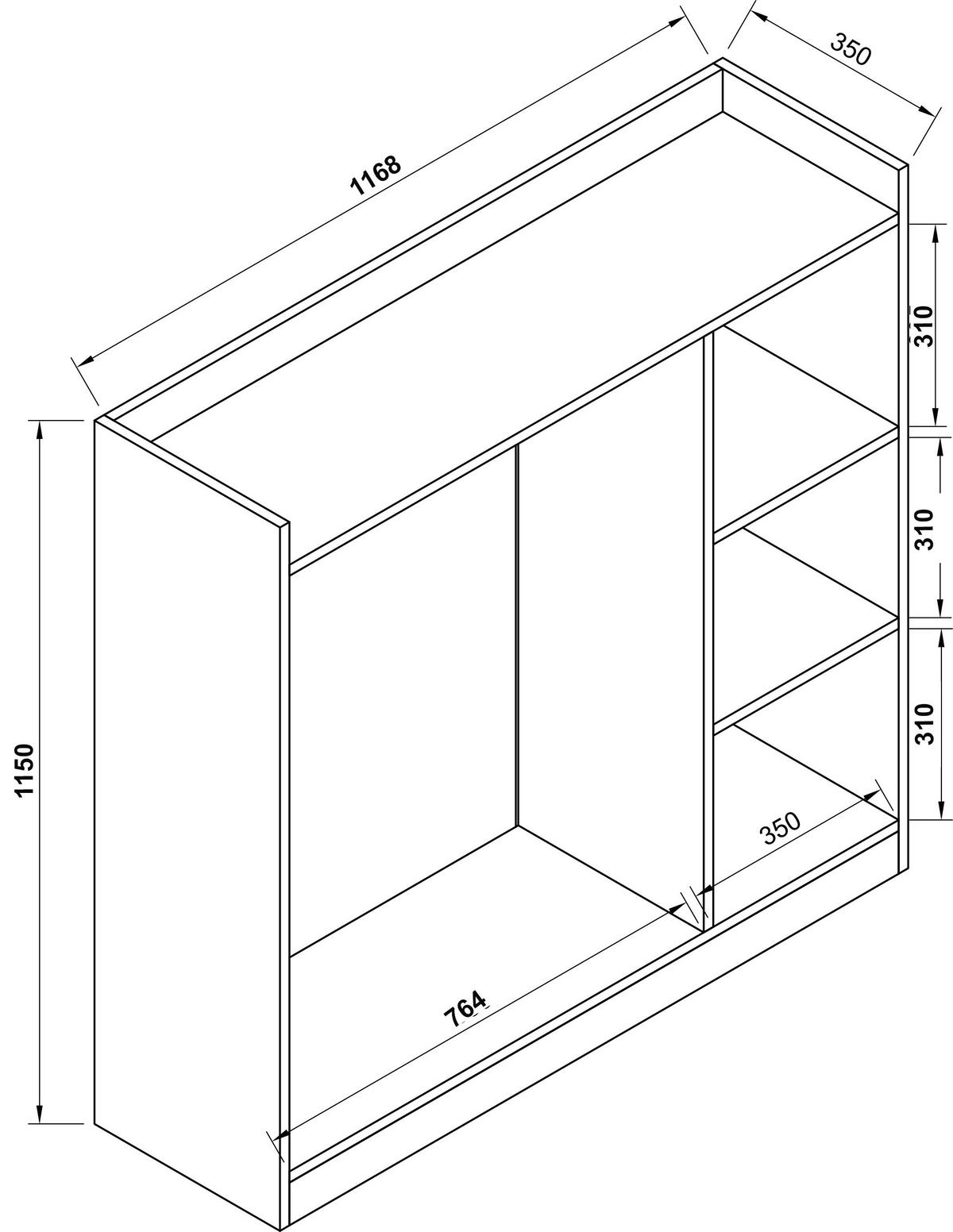 Kleiderschrank Palosa Honigeiche Dekor - Honigeiche, Design, Holzwerkstoff (124/120/35cm) - MID.YOU