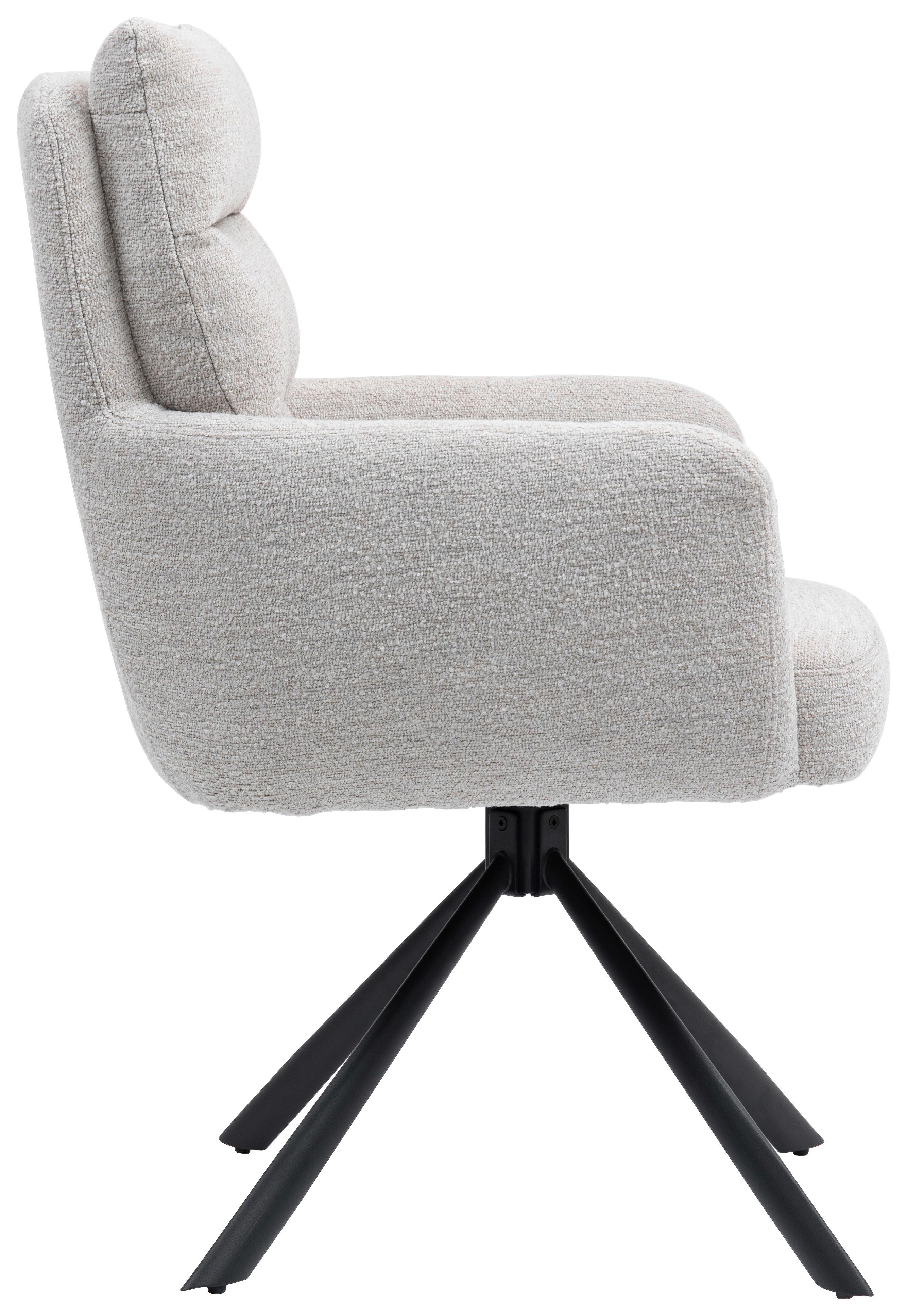 Armlehnstuhl Elli Taupe Sitzfl. 180° drehbar, B: 60cm - Taupe/Schwarz, KONVENTIONELL, Textil/Metall (60/95/67cm) - MID.YOU