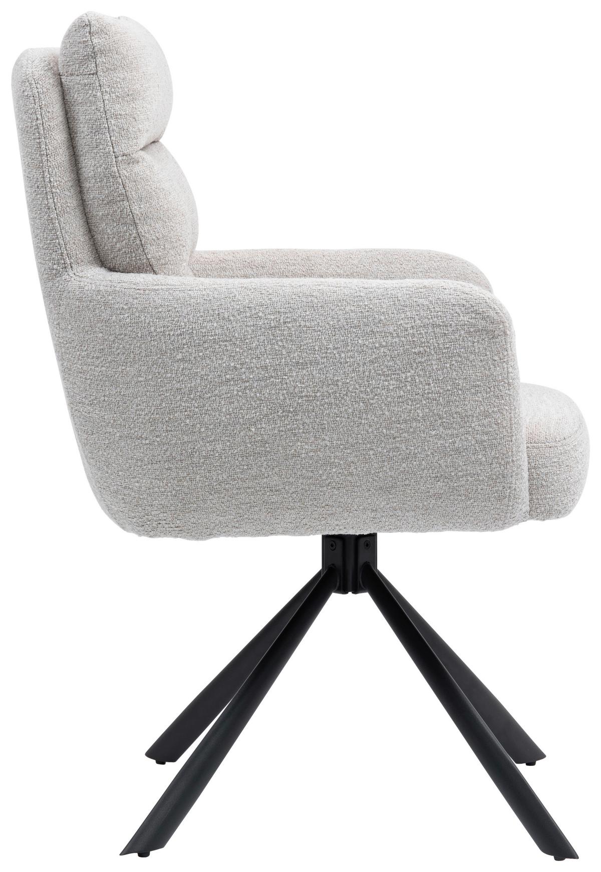 Armlehnstuhl Elli Taupe Sitzfl. 180° Drehbar, B: 60cm - Taupe/Schwarz, KONVENTIONELL, Textil/Metall (60/95/67cm) - MID.YOU