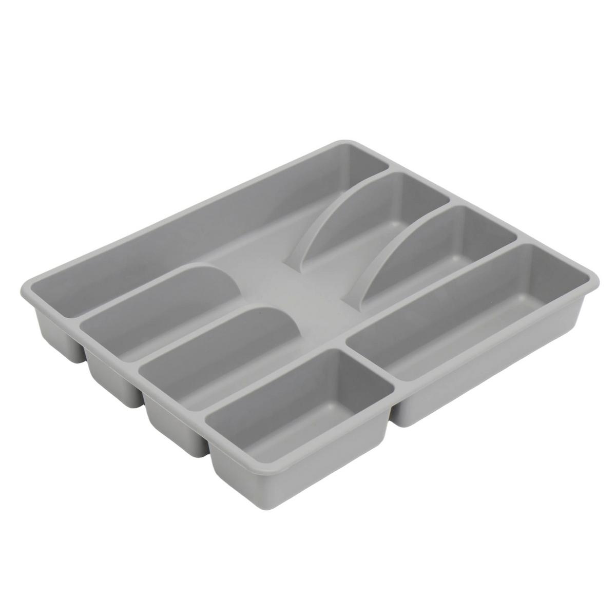 Besteckeinsatz Kunststoff Grau 5 Fächer,LxBxH: 31x25,5x4,5 cm - Grau, Basics, Kunststoff (31/25,5/4,5cm) - Ondega