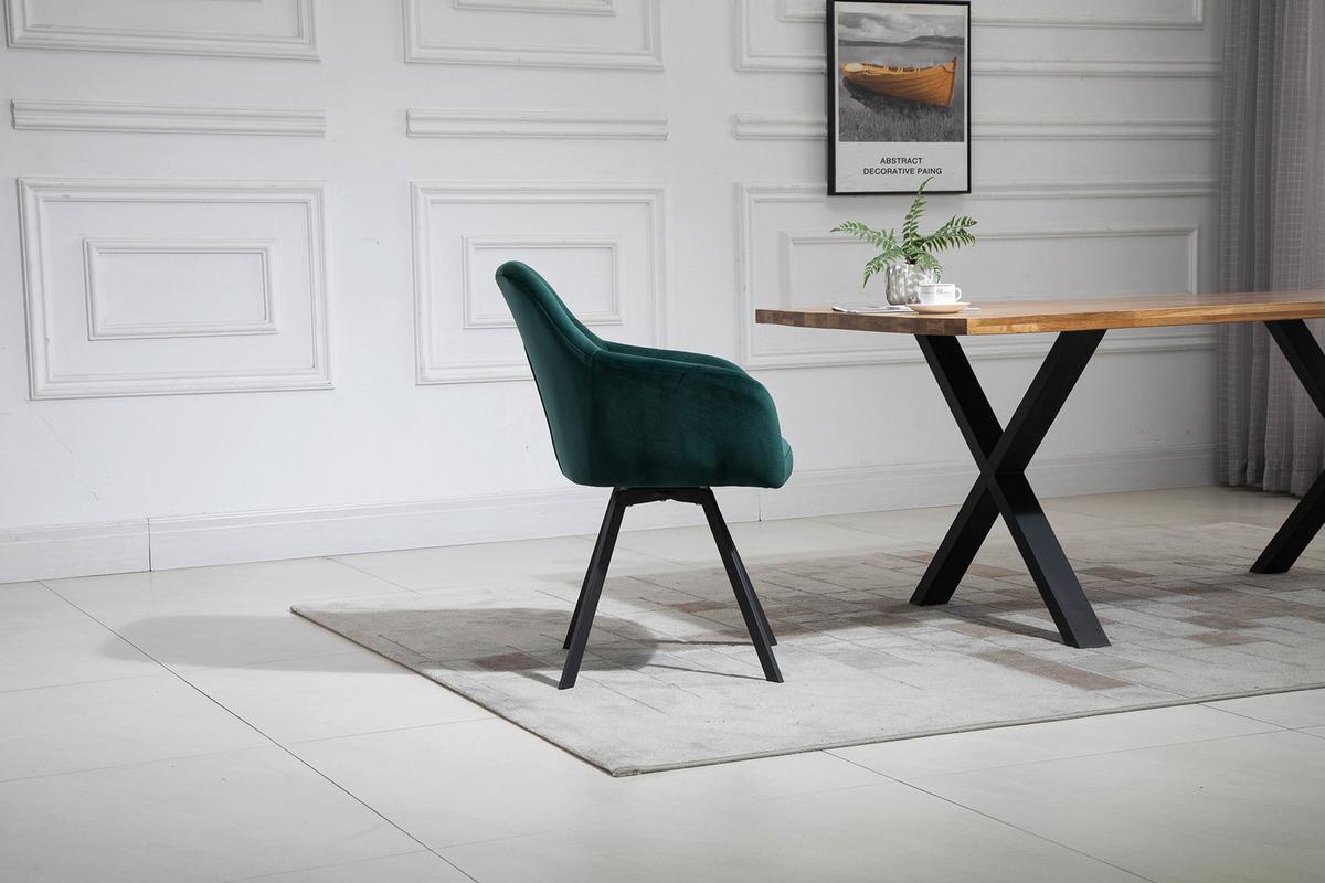 Armlehnstuhl Waldgrün B: 61 Cm - Waldgrün/Schwarz, MODERN, Textil/Metall (61/85/62cm) - Livetastic