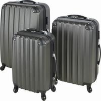 Reisekoffer Set 3-tlg. Jumbo 4 Rollen Hartschale - Anthrazit, KONVENTIONELL, Kunststoff/Textil - Luca Bessoni