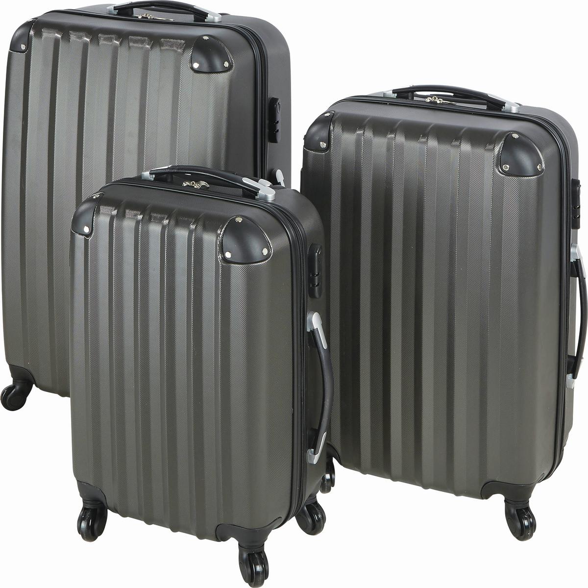 Reisekoffer Set 3-tlg. Jumbo 4 Rollen Hartschale - Anthrazit, KONVENTIONELL, Kunststoff/Textil - Luca Bessoni