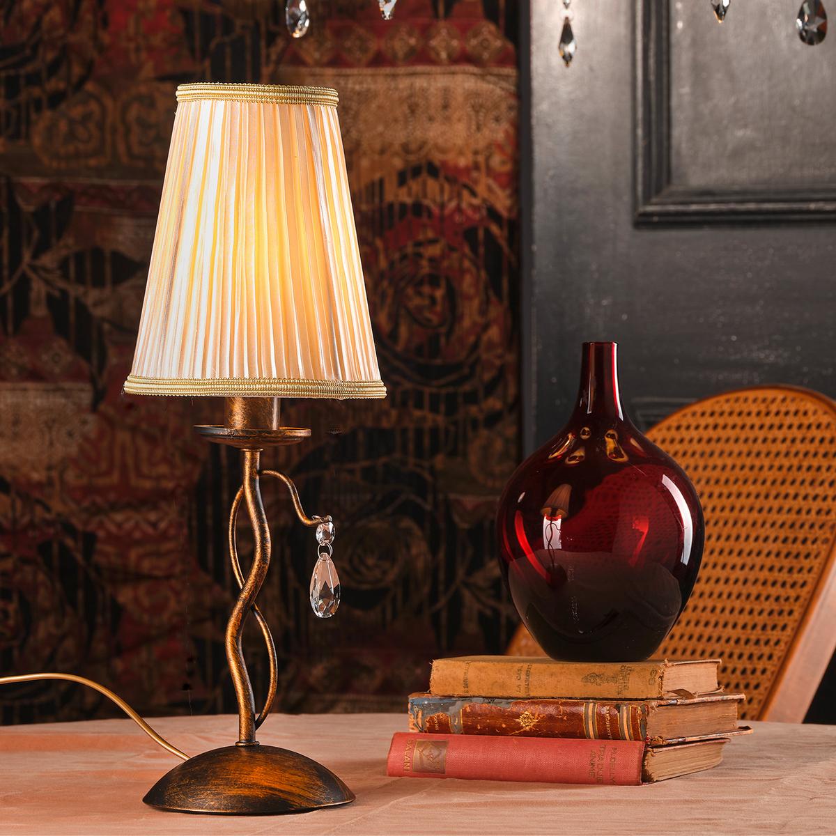 Kristall-Tischleuchte Delia Cognac Cappuccino  L: 15 cm - Cognac/Cappuccino, KONVENTIONELL, Glas/Kunststoff (15/15/42cm)